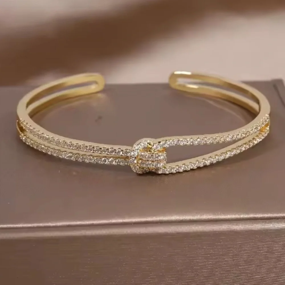18k Gold color crystal adjustable Knot Bracelet